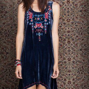 Johnny Was Embroidered Velvet Tunic Dress
